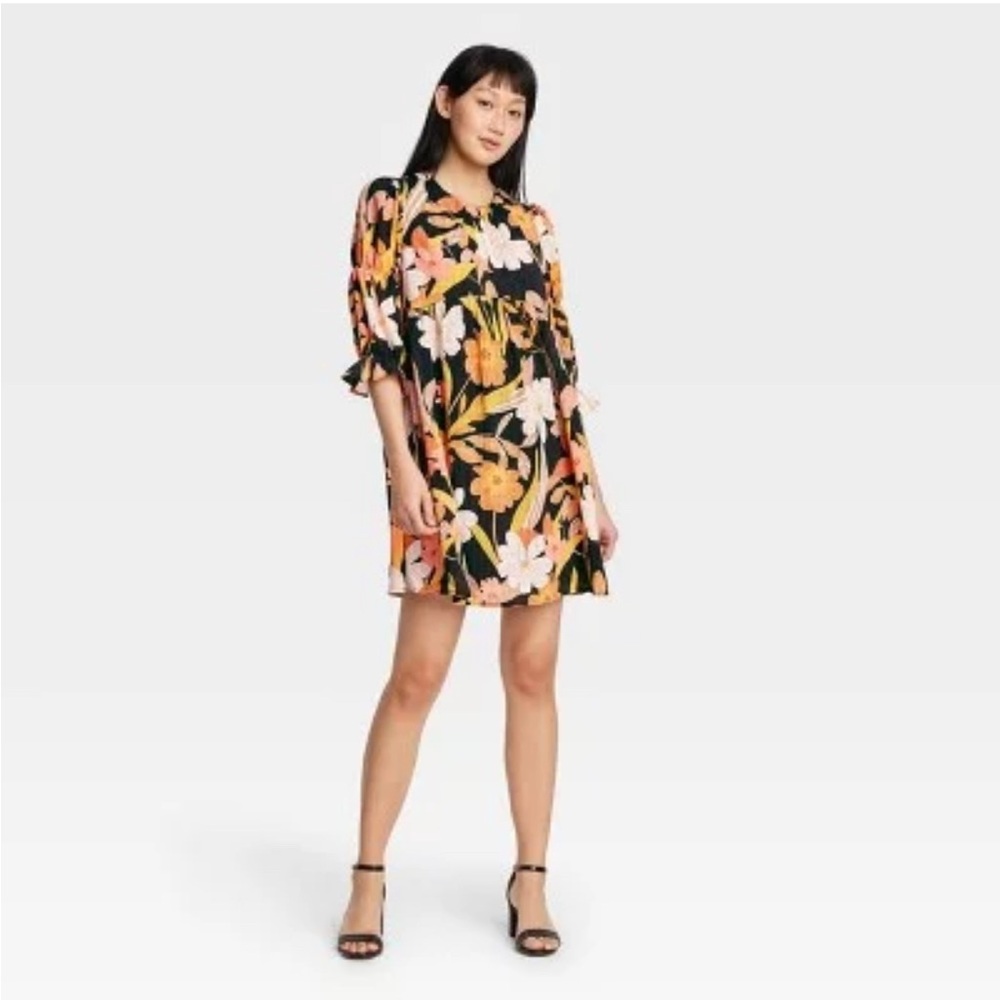 Who What Wear Floral Babydoll Mini Dress